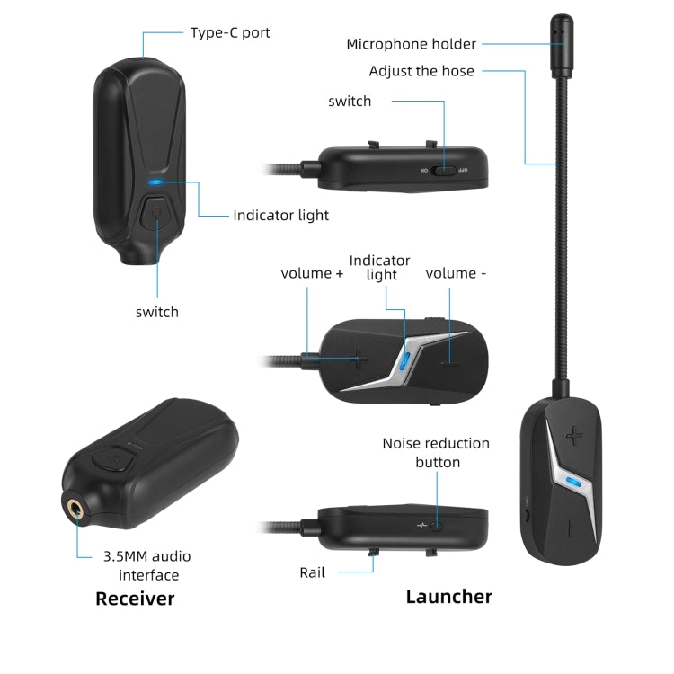 Microfono auricolare wireless Yanmai EM1 2.4G