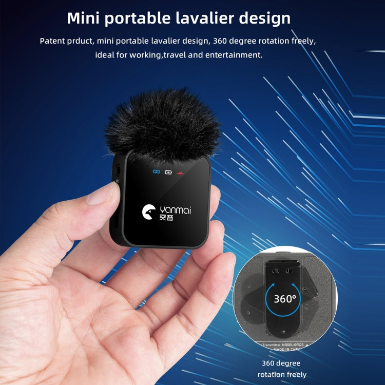 Yanmai GF525 2 in 1 Broadcast 2.4G Wireless Lavalier Microphone Mini Clip-on Microphone with LED Display