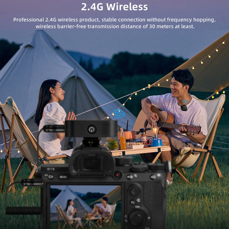 Yanmai GF525 2 in 1 Broadcast 2.4G Wireless Lavalier Microphone Mini Clip-on Microphone with LED Display