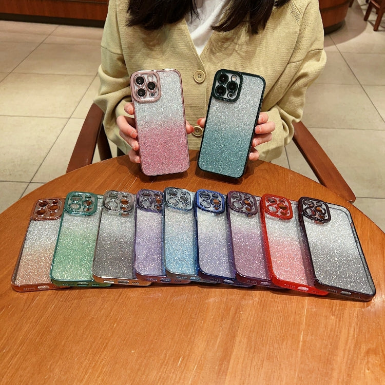 Custodia per telefono in TPU con glitter a colori sfumati ad alta trasparenza, For iPhone 11, For iPhone XS Max