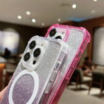 Custodia per telefono antiurto in acrilico glitterato a colori sfumati MagSafe, For iPhone 14 Plus, For iPhone 14 Pro Max, For iPhone 14 Pro