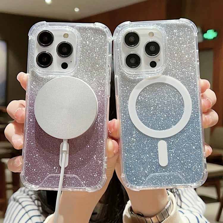 Custodia per telefono antiurto in acrilico glitterato a colori sfumati MagSafe, For iPhone 14, For iPhone 13 Pro Max, For iPhone 13 Pro