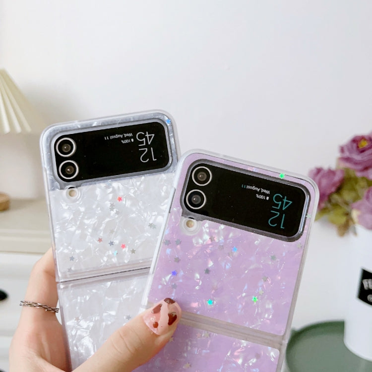 Custodia per telefono antiurto glitterata con motivo a conchiglia, For Samsung Galaxy Z Flip3 5G, For Samsung Galaxy Z Flip4