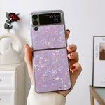 Custodia per telefono antiurto glitterata con motivo a conchiglia, For Samsung Galaxy Z Flip3 5G, For Samsung Galaxy Z Flip4