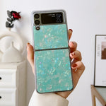 Custodia per telefono antiurto glitterata con motivo a conchiglia, For Samsung Galaxy Z Flip3 5G, For Samsung Galaxy Z Flip4