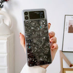 Custodia per telefono antiurto glitterata con motivo a conchiglia, For Samsung Galaxy Z Flip3 5G, For Samsung Galaxy Z Flip4