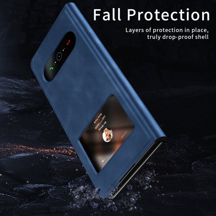 Custodia per cellulare in pelle Flip con vista finestra matura, For Samsung Galaxy Z Fold4, For Samsung Galaxy Z Fold3 5G