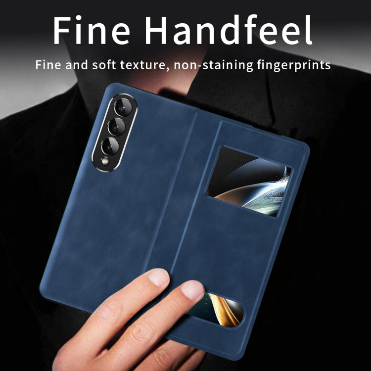 Custodia per cellulare in pelle Flip con vista finestra matura, For Samsung Galaxy Z Fold4, For Samsung Galaxy Z Fold3 5G
