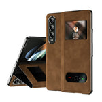 Custodia per cellulare in pelle Flip con vista finestra matura, For Samsung Galaxy Z Fold4, For Samsung Galaxy Z Fold3 5G