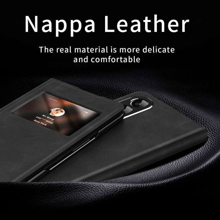 Custodia per cellulare in pelle Flip con vista finestra matura, For Samsung Galaxy Z Fold2 5G