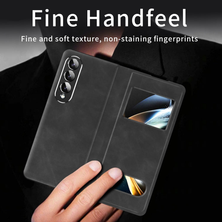 Custodia per cellulare in pelle Flip con vista finestra matura, For Samsung Galaxy Z Fold2 5G