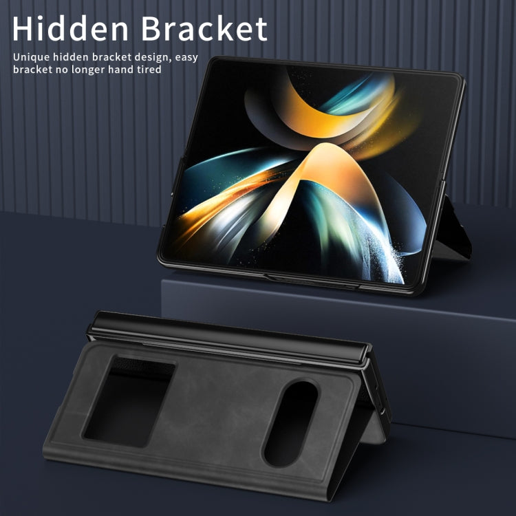 Custodia per cellulare in pelle Flip con vista finestra matura, For Samsung Galaxy Z Fold2 5G