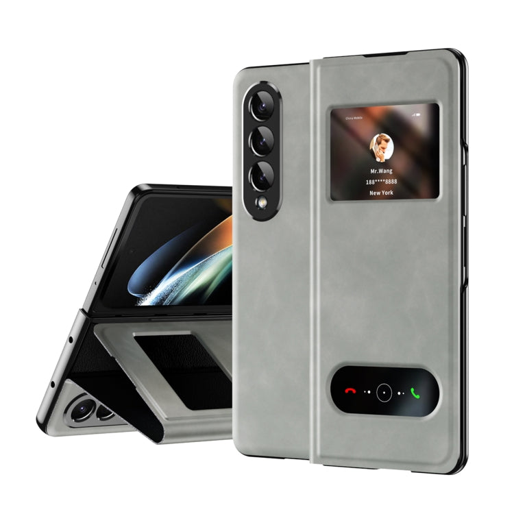 Custodia per cellulare in pelle Flip con vista finestra matura, For Samsung Galaxy Z Fold2 5G