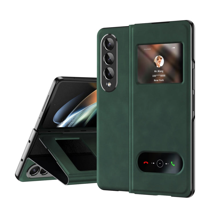 Custodia per cellulare in pelle Flip con vista finestra matura, For Samsung Galaxy Z Fold2 5G