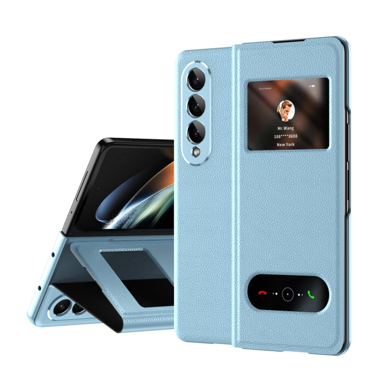 Custodia per cellulare in pelle Flip con vista finestra matura, For Samsung Galaxy Z Fold2 5G
