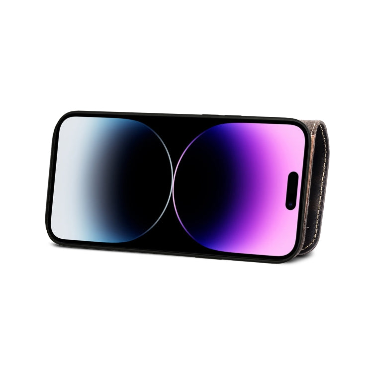 Custodia in vera pelle con bottoni magnetici in pelle bovina Denior Oil Wax, For iPhone 14 Pro Max, For iPhone 14 Pro, For iPhone 14, For iPhone 14 Plus, For iPhone 13 Pro Max, For iPhone 13 Pro