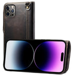 Custodia in vera pelle con bottoni magnetici in pelle bovina Denior Oil Wax, For iPhone 14 Pro Max, For iPhone 14 Pro, For iPhone 14, For iPhone 14 Plus, For iPhone 13 Pro Max, For iPhone 13 Pro