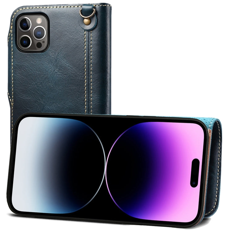 Custodia in vera pelle con bottoni magnetici in pelle bovina Denior Oil Wax, For iPhone 14 Pro Max, For iPhone 14 Pro, For iPhone 14, For iPhone 14 Plus, For iPhone 13 Pro Max, For iPhone 13 Pro