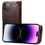 Custodia in vera pelle con bottoni magnetici in pelle bovina Denior Oil Wax, For iPhone 14 Pro Max, For iPhone 14 Pro, For iPhone 14, For iPhone 14 Plus, For iPhone 13 Pro Max, For iPhone 13 Pro