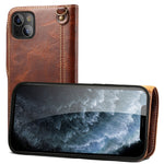 Custodia in vera pelle con bottoni magnetici in pelle bovina Denior Oil Wax, For iPhone 14 Pro Max, For iPhone 14 Pro, For iPhone 14, For iPhone 14 Plus, For iPhone 13 Pro Max, For iPhone 13 Pro