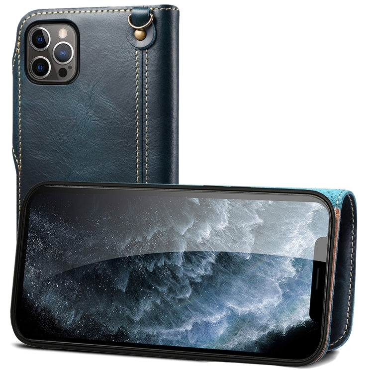 Custodia in vera pelle con bottoni magnetici in pelle bovina Denior Oil Wax, For iPhone 14 Pro Max, For iPhone 14 Pro, For iPhone 14, For iPhone 14 Plus, For iPhone 13 Pro Max, For iPhone 13 Pro