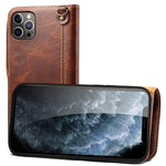 Custodia in vera pelle con bottoni magnetici in pelle bovina Denior Oil Wax, For iPhone 14 Pro Max, For iPhone 14 Pro, For iPhone 14, For iPhone 14 Plus, For iPhone 13 Pro Max, For iPhone 13 Pro