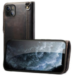 Custodia in vera pelle con bottoni magnetici in pelle bovina Denior Oil Wax, For iPhone 13, For iPhone 13 mini, For iPhone 12 Pro Max, For iPhone 12 / 12 Pro, For iPhone 12 mini, For Samsung Galaxy S20