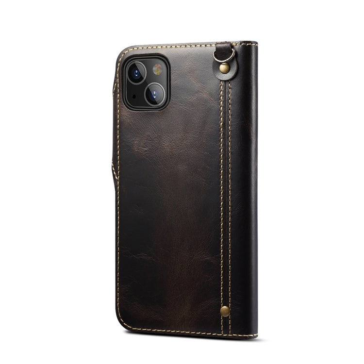 Custodia in vera pelle con bottoni magnetici in pelle bovina Denior Oil Wax, For iPhone 13, For iPhone 13 mini, For iPhone 12 Pro Max, For iPhone 12 / 12 Pro, For iPhone 12 mini, For Samsung Galaxy S20