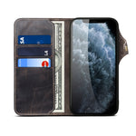 Custodia in vera pelle con bottoni magnetici in pelle bovina Denior Oil Wax, For iPhone 13, For iPhone 13 mini, For iPhone 12 Pro Max, For iPhone 12 / 12 Pro, For iPhone 12 mini, For Samsung Galaxy S20