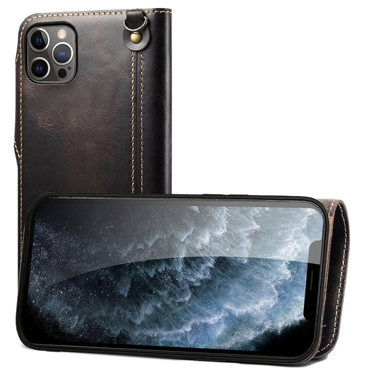 Custodia in vera pelle con bottoni magnetici in pelle bovina Denior Oil Wax, For iPhone 13, For iPhone 13 mini, For iPhone 12 Pro Max, For iPhone 12 / 12 Pro, For iPhone 12 mini, For Samsung Galaxy S20