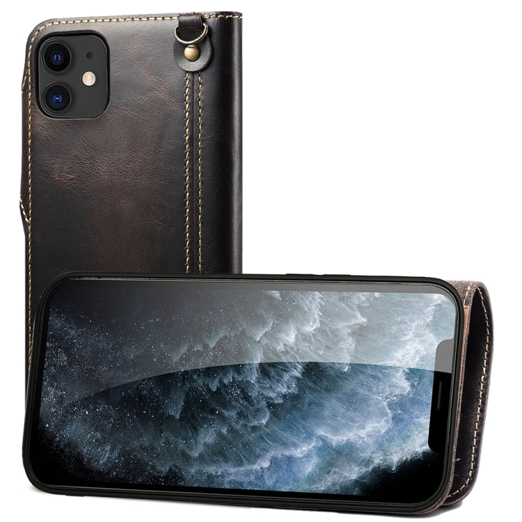 Custodia in vera pelle con bottoni magnetici in pelle bovina Denior Oil Wax, For iPhone 13, For iPhone 13 mini, For iPhone 12 Pro Max, For iPhone 12 / 12 Pro, For iPhone 12 mini, For Samsung Galaxy S20