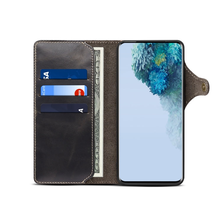Custodia in vera pelle con bottoni magnetici in pelle bovina Denior Oil Wax, For Samsung Galaxy S20+, For Samsung Galaxy S20 Ultra, For Samsung Galaxy Note20, For Samsung Galaxy Note20 Ultra, For Samsung Galaxy S21 5G, For Samsung Galaxy S21+ 5G