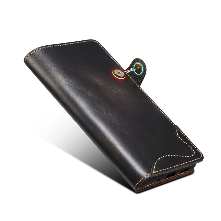 Custodia in vera pelle con bottoni magnetici in pelle bovina Denior Oil Wax, For Samsung Galaxy S20+, For Samsung Galaxy S20 Ultra, For Samsung Galaxy Note20, For Samsung Galaxy Note20 Ultra, For Samsung Galaxy S21 5G, For Samsung Galaxy S21+ 5G