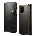 Custodia in vera pelle con bottoni magnetici in pelle bovina Denior Oil Wax, For Samsung Galaxy S20+, For Samsung Galaxy S20 Ultra, For Samsung Galaxy Note20, For Samsung Galaxy Note20 Ultra, For Samsung Galaxy S21 5G, For Samsung Galaxy S21+ 5G