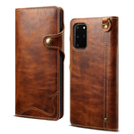 Custodia in vera pelle con bottoni magnetici in pelle bovina Denior Oil Wax, For Samsung Galaxy S20+, For Samsung Galaxy S20 Ultra, For Samsung Galaxy Note20, For Samsung Galaxy Note20 Ultra, For Samsung Galaxy S21 5G, For Samsung Galaxy S21+ 5G