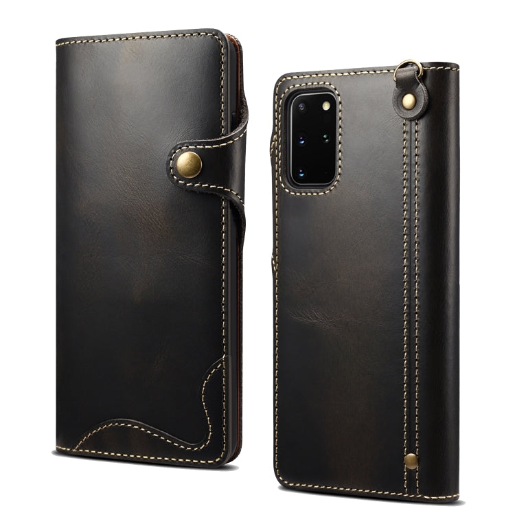 Custodia in vera pelle con bottoni magnetici in pelle bovina Denior Oil Wax, For Samsung Galaxy S20+, For Samsung Galaxy S20 Ultra, For Samsung Galaxy Note20, For Samsung Galaxy Note20 Ultra, For Samsung Galaxy S21 5G, For Samsung Galaxy S21+ 5G