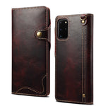Custodia in vera pelle con bottoni magnetici in pelle bovina Denior Oil Wax, For Samsung Galaxy S20+, For Samsung Galaxy S20 Ultra, For Samsung Galaxy Note20, For Samsung Galaxy Note20 Ultra, For Samsung Galaxy S21 5G, For Samsung Galaxy S21+ 5G