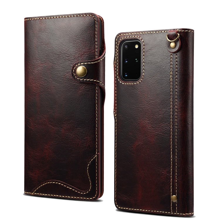 Custodia in vera pelle con bottoni magnetici in pelle bovina Denior Oil Wax, For Samsung Galaxy S20+, For Samsung Galaxy S20 Ultra, For Samsung Galaxy Note20, For Samsung Galaxy Note20 Ultra, For Samsung Galaxy S21 5G, For Samsung Galaxy S21+ 5G
