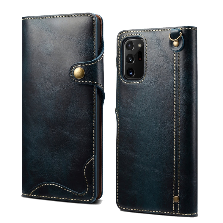 Custodia in vera pelle con bottoni magnetici in pelle bovina Denior Oil Wax, For Samsung Galaxy S20+, For Samsung Galaxy S20 Ultra, For Samsung Galaxy Note20, For Samsung Galaxy Note20 Ultra, For Samsung Galaxy S21 5G, For Samsung Galaxy S21+ 5G