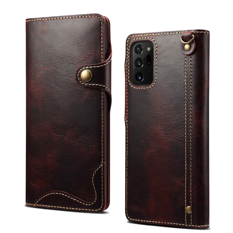 Custodia in vera pelle con bottoni magnetici in pelle bovina Denior Oil Wax, For Samsung Galaxy S20+, For Samsung Galaxy S20 Ultra, For Samsung Galaxy Note20, For Samsung Galaxy Note20 Ultra, For Samsung Galaxy S21 5G, For Samsung Galaxy S21+ 5G