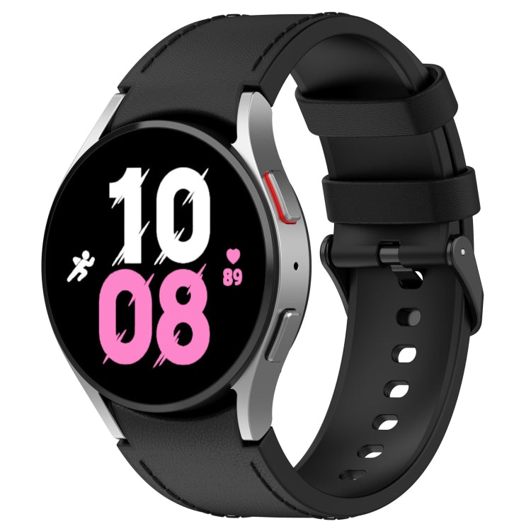Per Samsung Galaxy Watch5 44mm / 40mm cinturino in pelle di silicone con fibbia nera, S, L