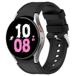 Per Samsung Galaxy Watch5 44mm / 40mm cinturino in pelle di silicone con fibbia argento, S, L