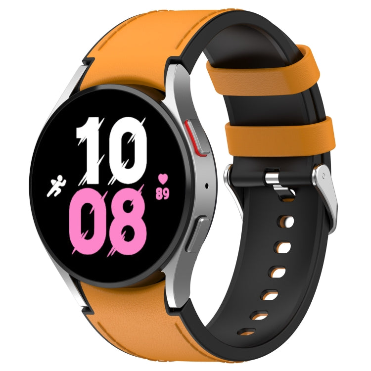 Per Samsung Galaxy Watch5 44mm / 40mm cinturino in pelle di silicone con fibbia argento, S, L