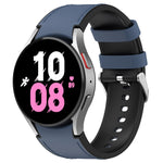Per Samsung Galaxy Watch5 44mm / 40mm cinturino in pelle di silicone con fibbia argento, S, L
