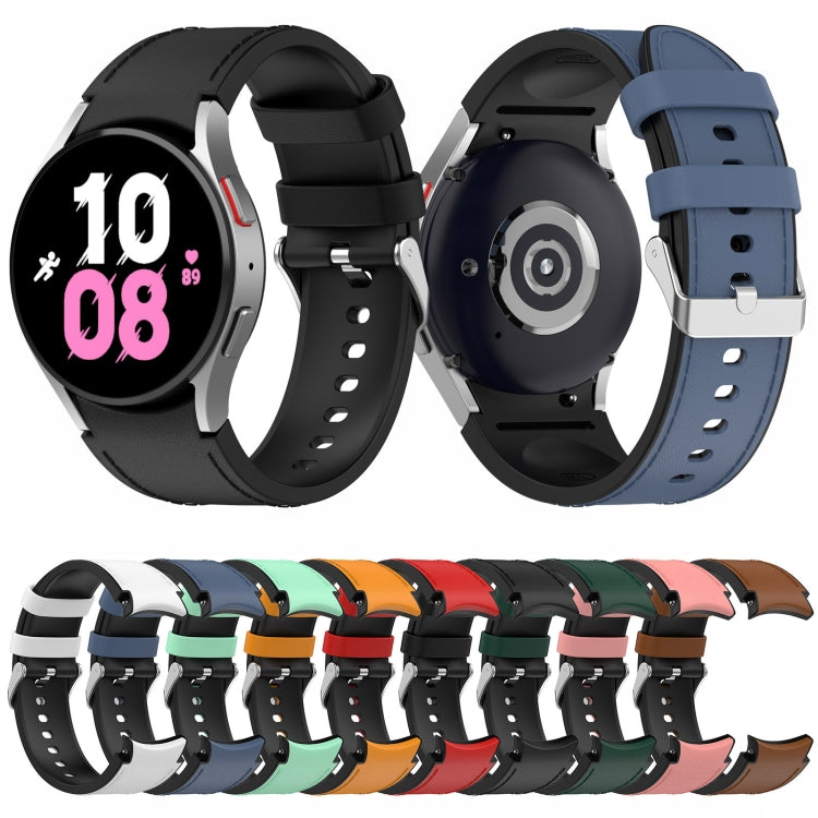 Per Samsung Galaxy Watch5 44mm / 40mm cinturino in pelle di silicone con fibbia argento, S, L