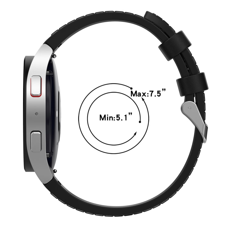 Per Samsung Galaxy Watch5 44mm / 40mm cinturino in pelle di silicone con fibbia argento, S, L