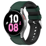Per Samsung Galaxy Watch5 44mm / 40mm cinturino in pelle di silicone con fibbia argento, S, L