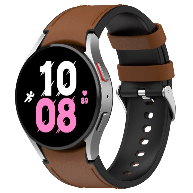 Per Samsung Galaxy Watch5 44mm / 40mm cinturino in pelle di silicone con fibbia argento, S, L