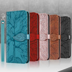 Custodia per telefono in pelle con motivo in rilievo dell'albero della vita, For Samsung Galaxy A14 5G, For Samsung Galaxy S23 5G, For Samsung Galaxy S23+ 5G, For Samsung Galaxy S23 Ultra 5G