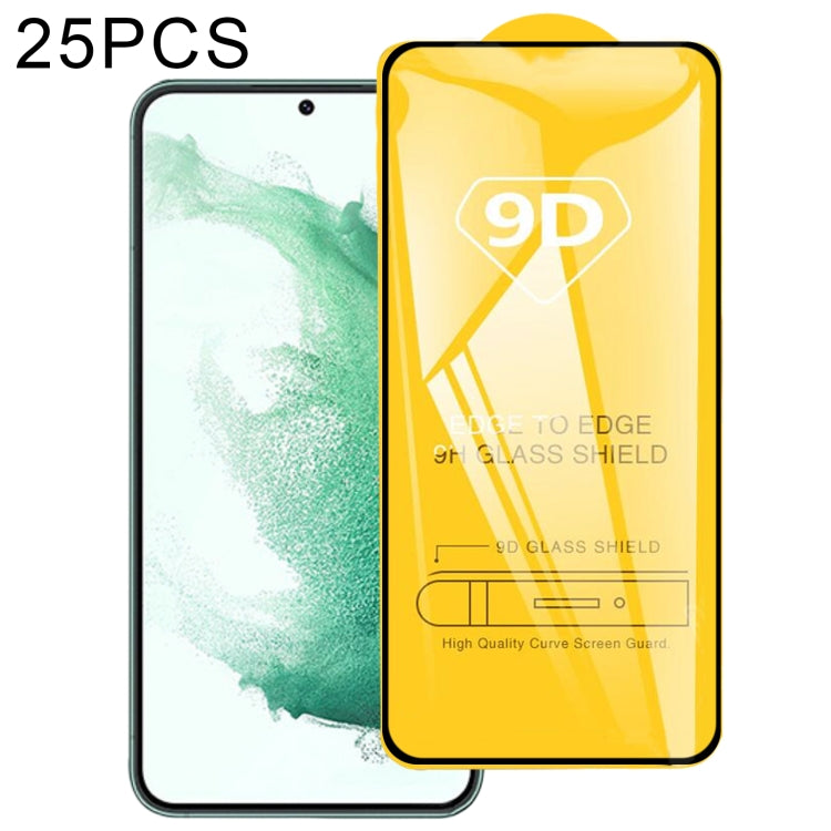 Pellicola in vetro temperato a schermo intero da 25 pezzi 9D Full Glue, For Samsung Galaxy S23 5G (25pcs), For Samsung Galaxy S23+ 5G (25pcs)